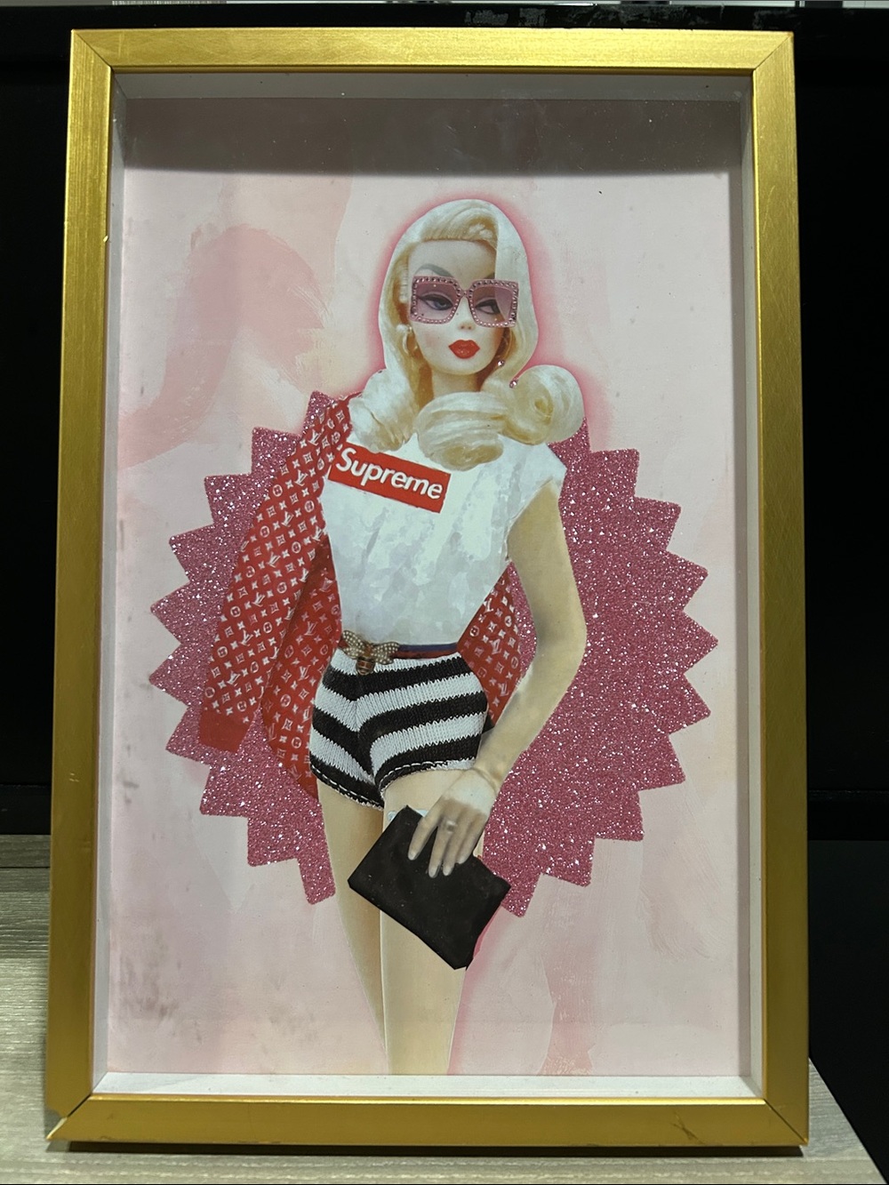 Supreme Pink Glitter Fashionista Collage Wall Art from designer district